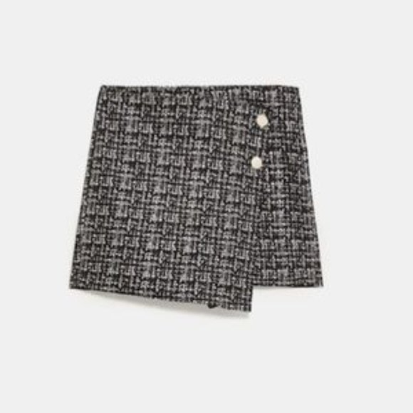 ZARA Buttoned Bermuda Skort With Gold Accent M - Picture 4 of 4